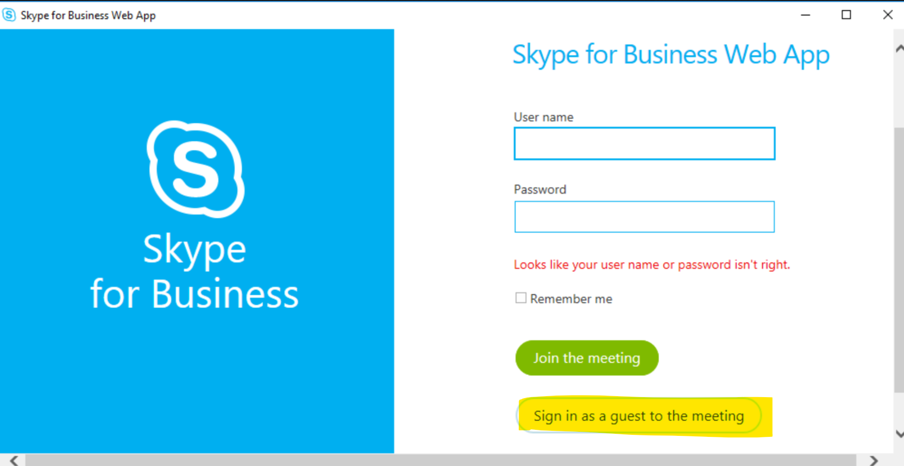 sign in to skype meetings