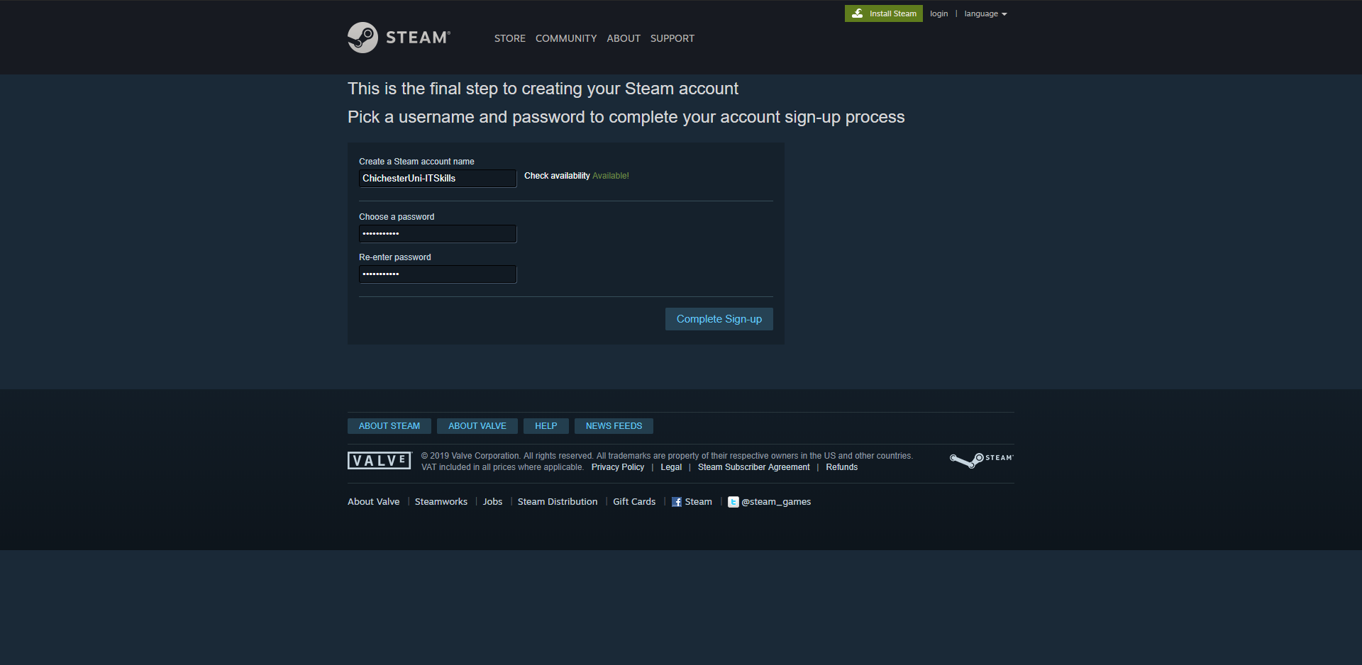 Creating a Steam Account | Support and Information Zone
