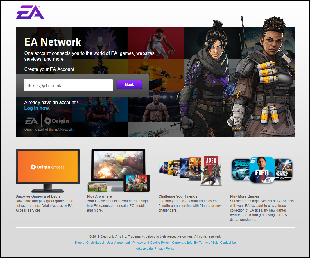 EA Account – Origin