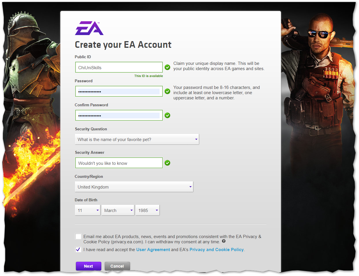 create an ea account ps4