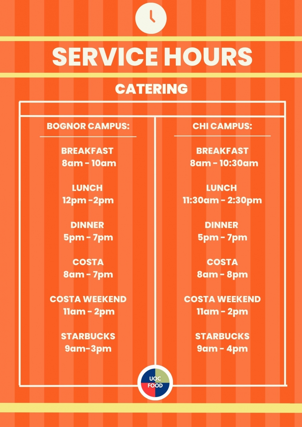 catering service hours poster