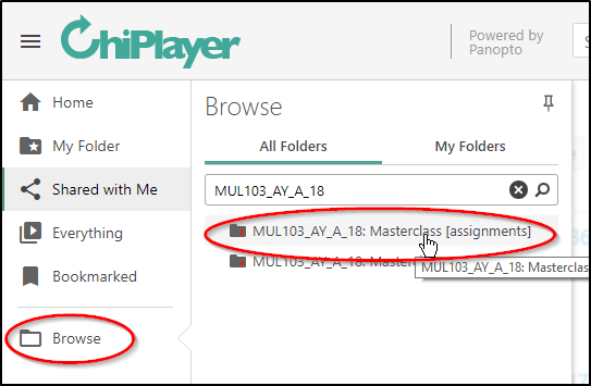 Assignments folder in ChiPlayer