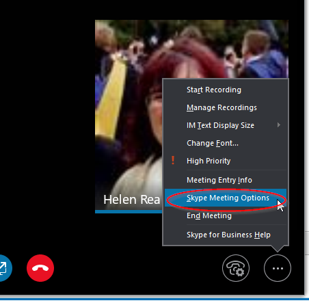 Skype meeting options