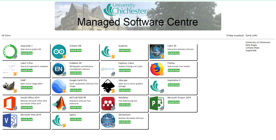 Image of software available