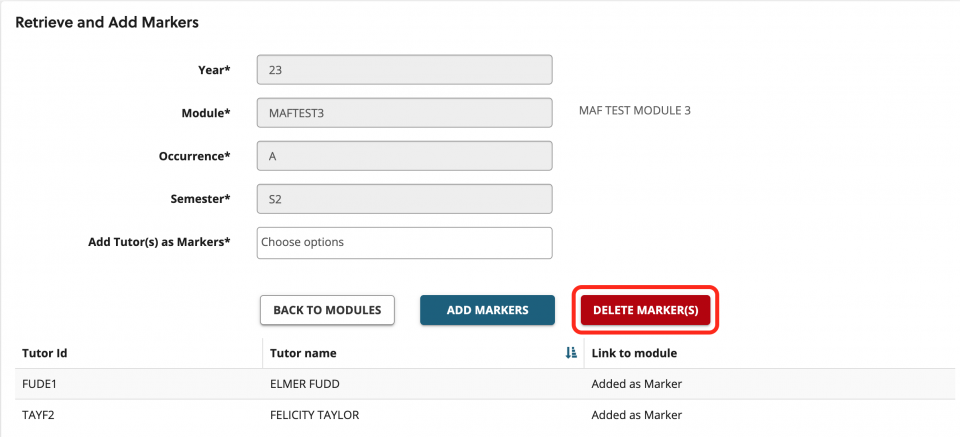 Select delete markers