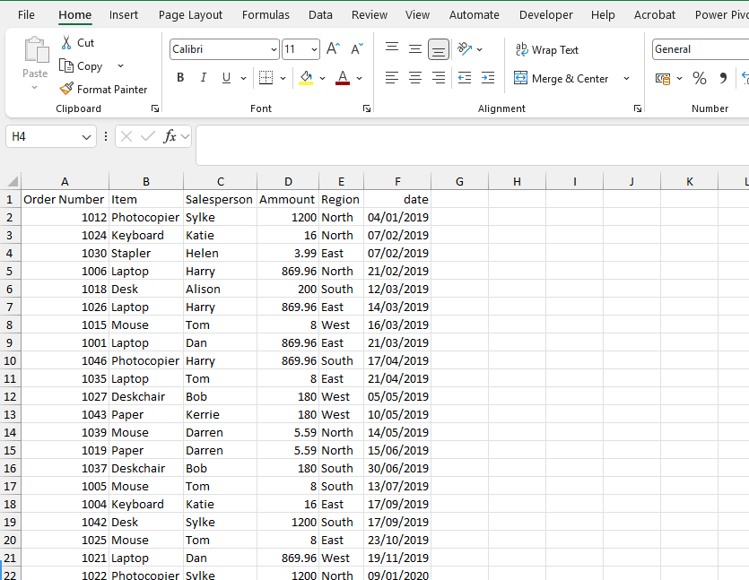 This image shows creating a table in excel, by selecting the data, pressing ctrl + T and then confirming the table has headers.