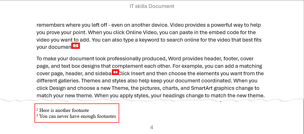 This image displays footnotes on a page in Word.