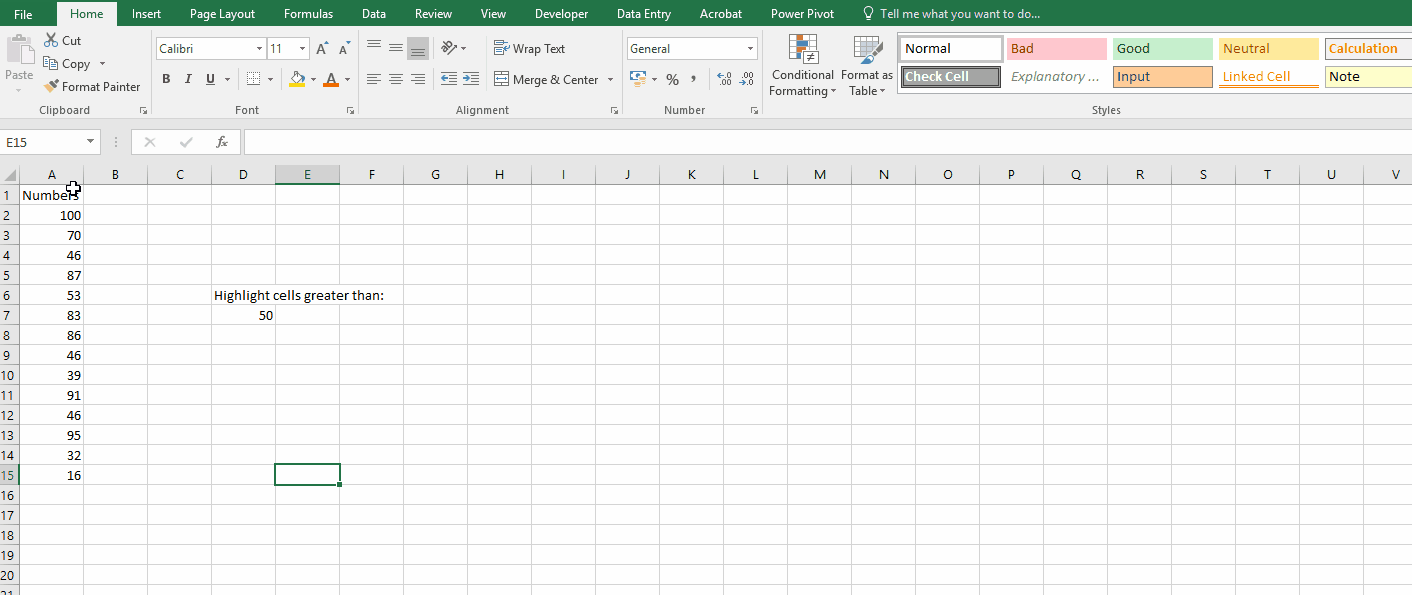 This animation shows highlighting cells with conditional formatting