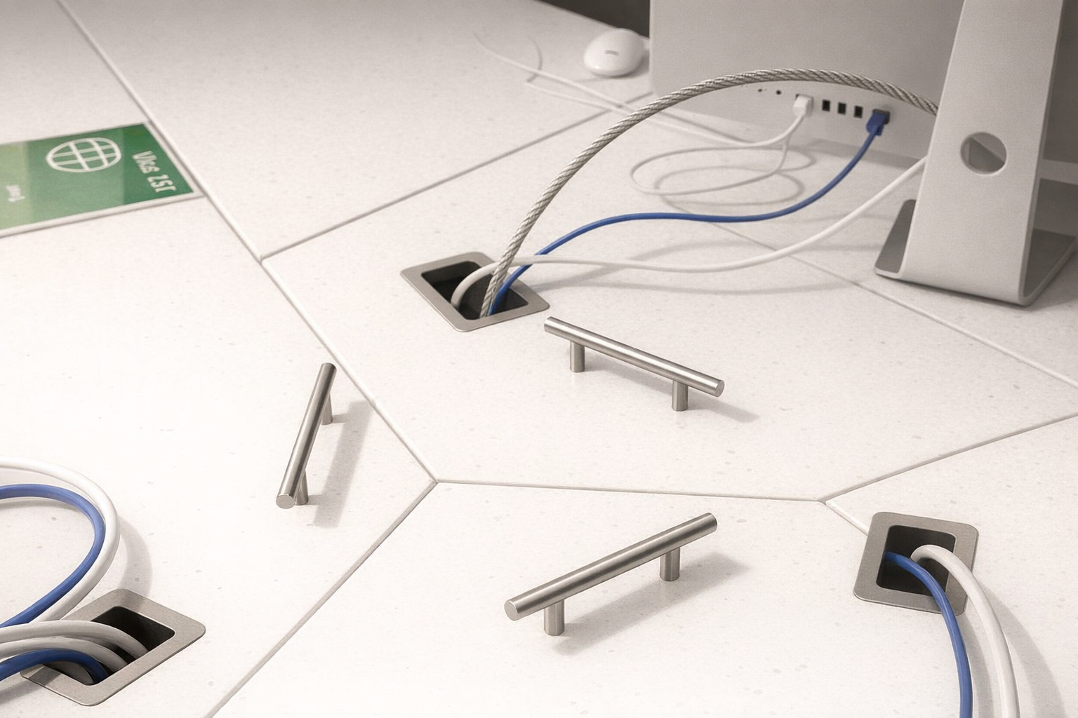 This image shows the locks on the desk in the LRC